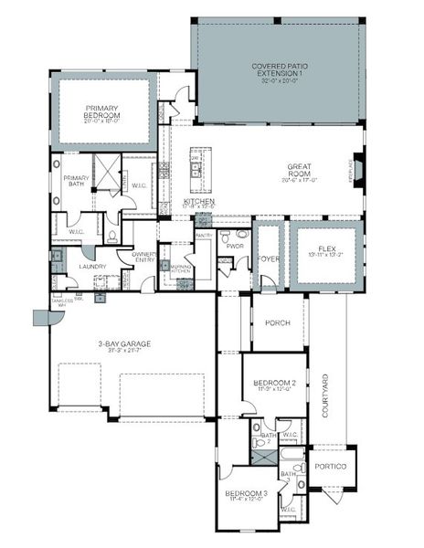 2D floor plan layout of this home in Summit at The Dells, Prescott, AZ (Image 5).