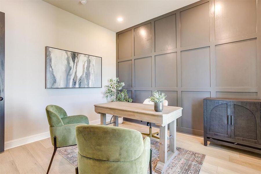 Office featuring light hardwood / wood-style floors