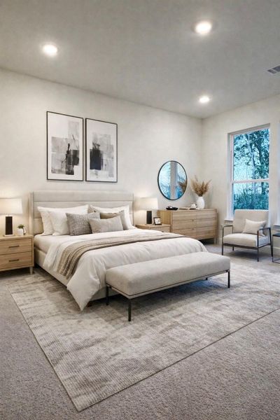 Elegant master bedroom (Virtually staged)