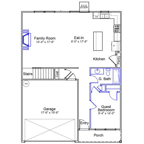 2D floor plan layout of this home in Bell West, Kernersville, NC (Image 3).