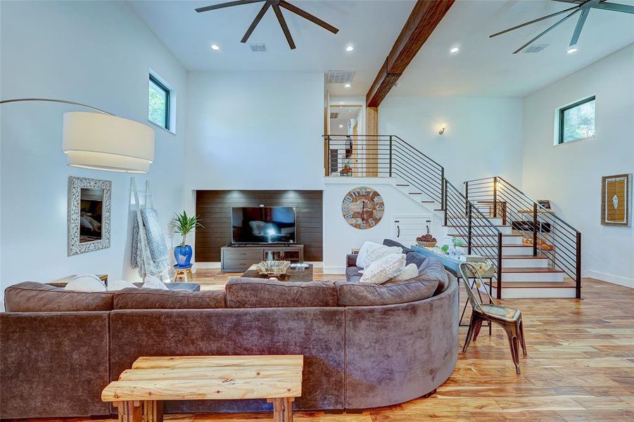 Super high ceilings with 6ft ceiling fans!94 San Saba St., AustinTX 78702 MLS# 7207900