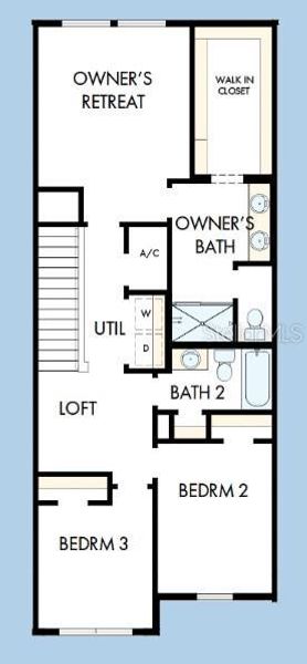 2D floor plan layout of this home in Waterset Townhomes, Apollo Beach, FL (Image 3).