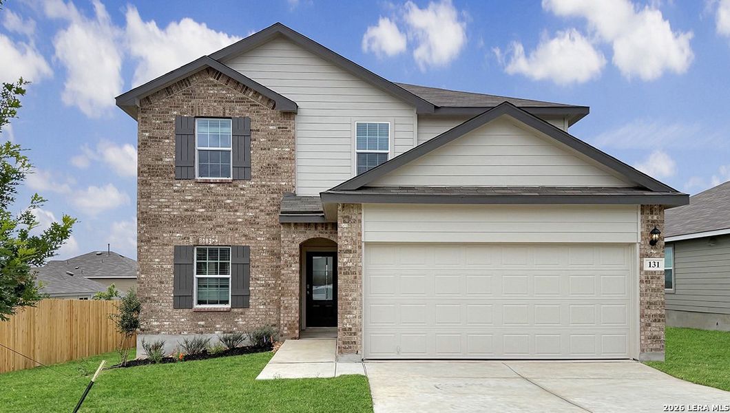 Front exterior of a new home in Redbird Ranch, San Antonio, TX, highlighting curb appeal (Image 1). Front exterior of a new home in Redbird Ranch, San Antonio, TX, highlighting curb appeal (Image 1).