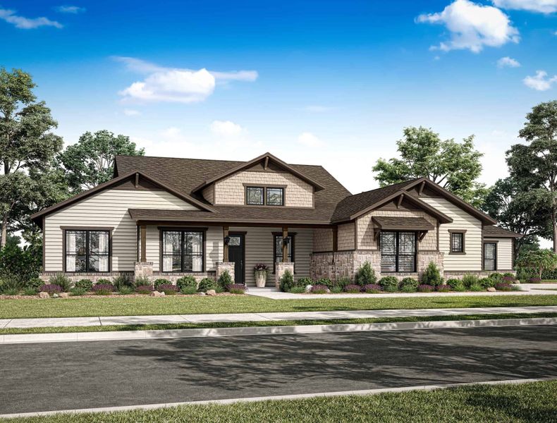 Representative exterior photo of a completed home built from the 3458 by Gracepoint Homes in Chapel Bend, Montgomery, TX (Image 1). Representative exterior photo of a completed home built from the 3458 by Gracepoint Homes in Chapel Bend, Montgomery, TX (Image 1).