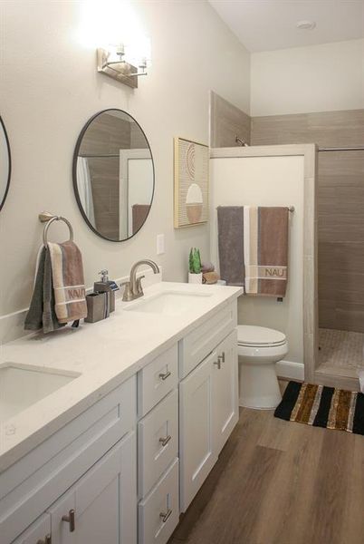 PRIMARY BATH WITH DOUBLE SINKS AND EXTENDED SHOWER