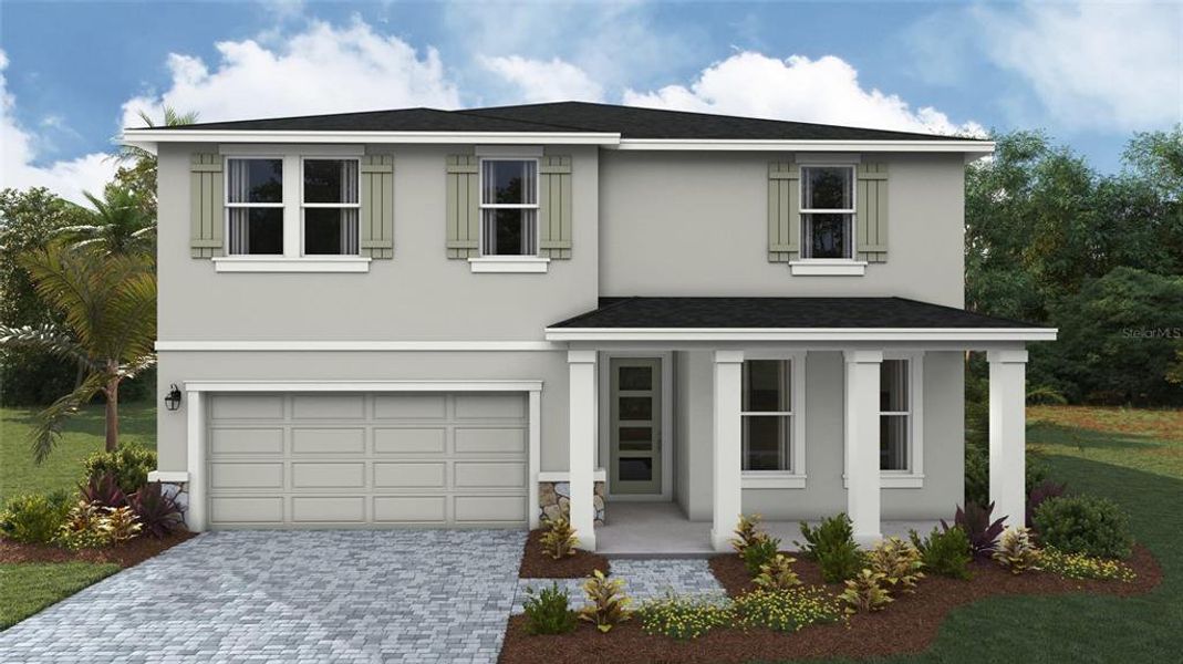 Front exterior of a new home in Legacy Preserve, Parrish, FL, highlighting curb appeal (Image 1). Front exterior of a new home in Legacy Preserve, Parrish, FL, highlighting curb appeal (Image 1).