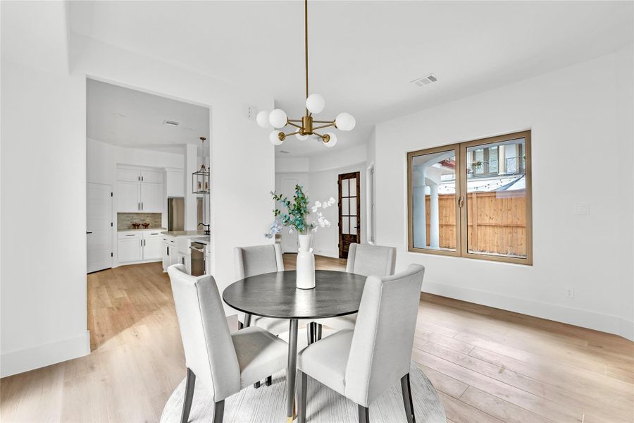 The breakfast room is spacious enough to serve as a formal dining area.