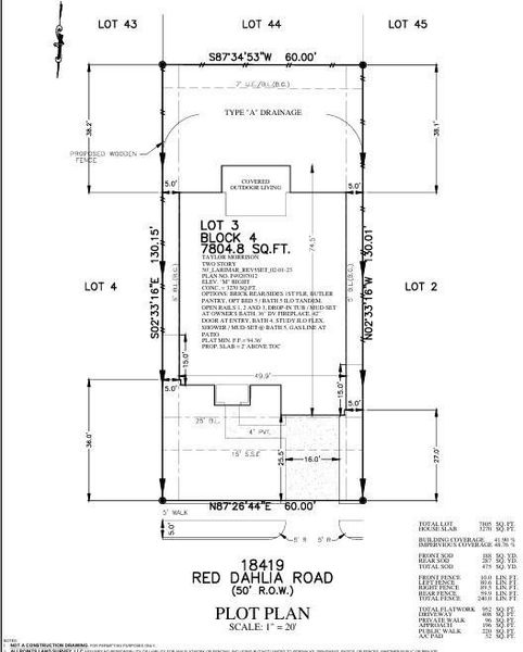 18419 Red Dahlia Road Preliminary Plot Plan 18419 Red Dahlia Road Preliminary Plot Plan