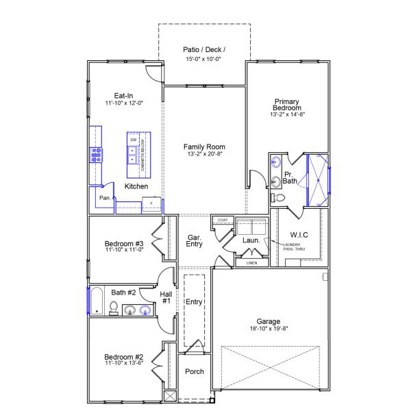 2D floor plan layout of this home in Hanes Lake, Winston-Salem, NC (Image 3).