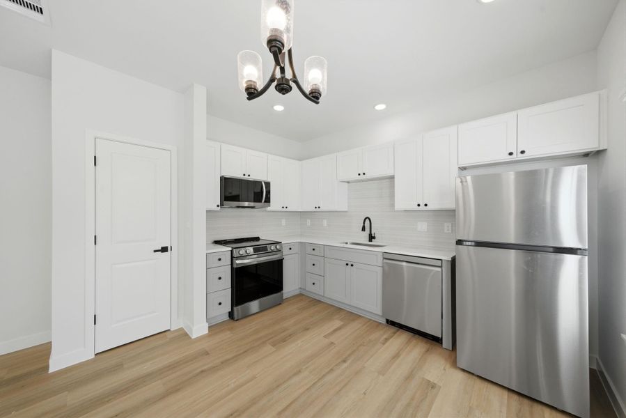 First floor living and kitchen.