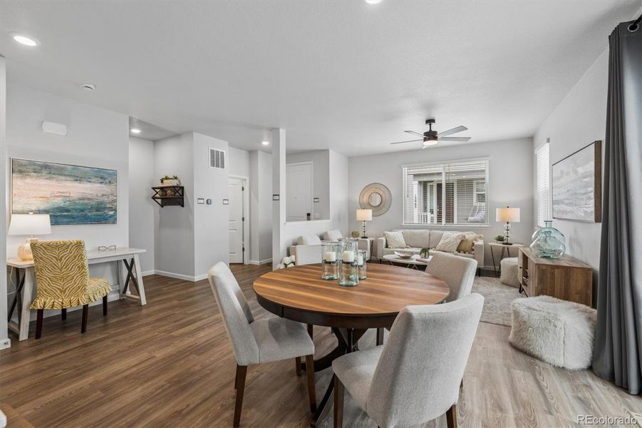 Neutral colors, easy care luxury vinyl flooring