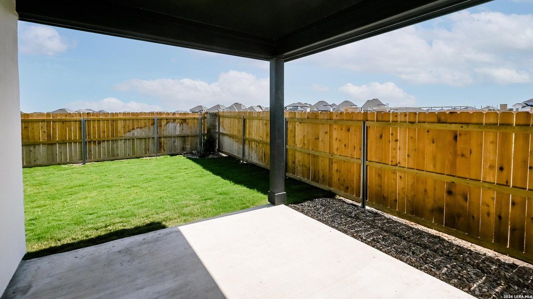Exterior details and patio area of a home in Legacy at Lake Dunlap, New Braunfels (Image 23).