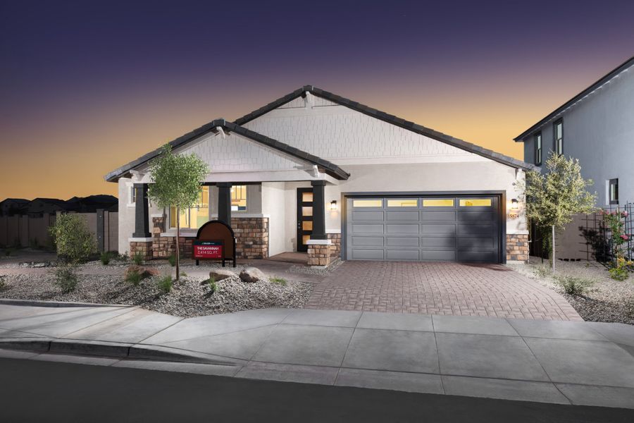 Representative exterior photo of a completed home built from the Savannah by Beazer Homes in Tirreno at IronWing: Tirreno, Litchfield Park, AZ (Image 1). Representative exterior photo of a completed home built from the Savannah by Beazer Homes in Tirreno at IronWing: Tirreno, Litchfield Park, AZ (Image 1).