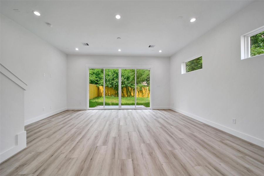 Sliding doors to access the patio. Sliding doors to access the patio.