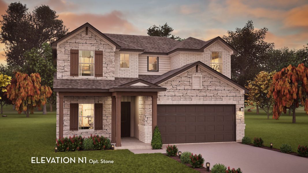 Representative exterior photo of a completed home built from the Blanco by CastleRock Communities in Lariat, Liberty Hill, TX (Image 15). Representative exterior photo of a completed home built from the Blanco by CastleRock Communities in Lariat, Liberty Hill, TX (Image 15).