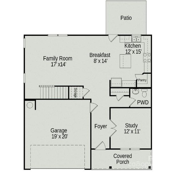 2D floor plan layout of this home in Cedar Meadows, Monroe, NC (Image 3).