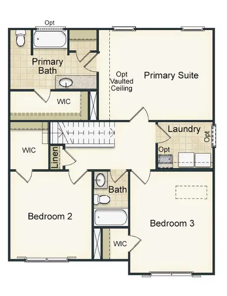 2D floor plan layout for the Vermont by Keystone Homes NC in The Wilcox, Greensboro, NC (Image 4).