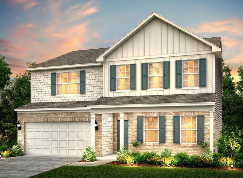 Front exterior of a new home in Anderson Point, McDonough, GA, highlighting curb appeal (Image 1).