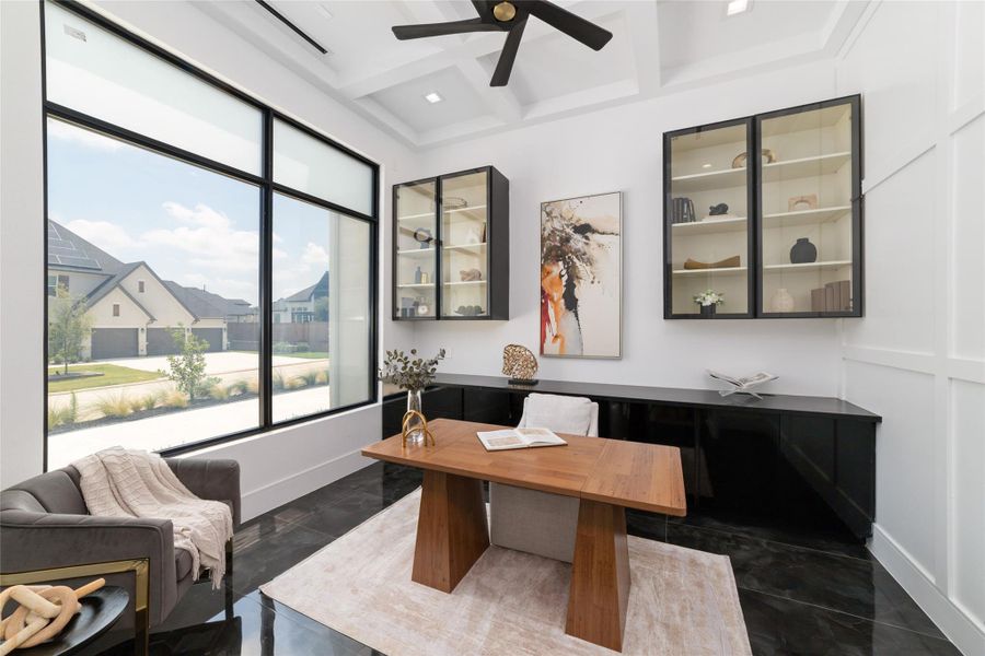 Nearby, a private study offers a quiet place to focus and create.