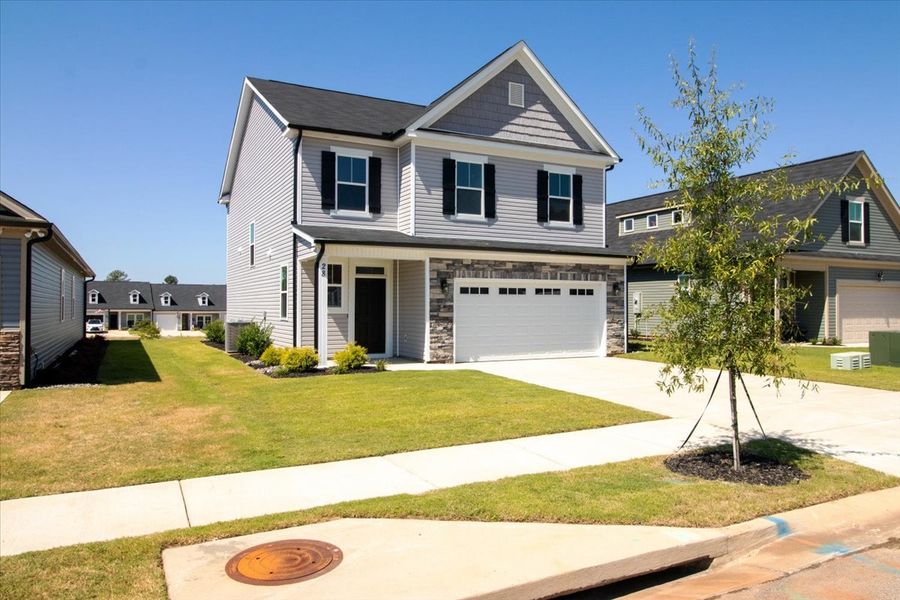 Front exterior of a new home in Windsor, North Augusta, SC, highlighting curb appeal (Image 17).