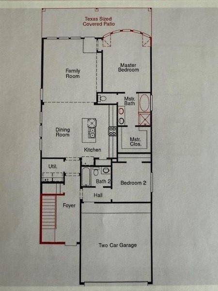 2D floor plan layout of this home in Grand Central Park, Conroe, TX (Image 3).