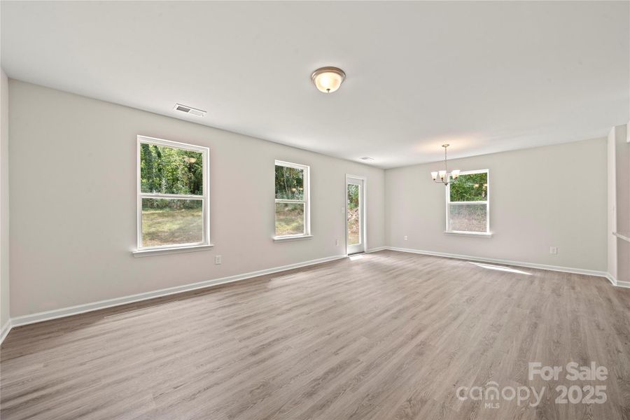 Great room, open living space Great room, open living space