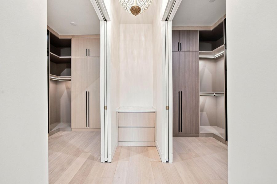 Double oversized walk-in closets, andrefined designer finishes.