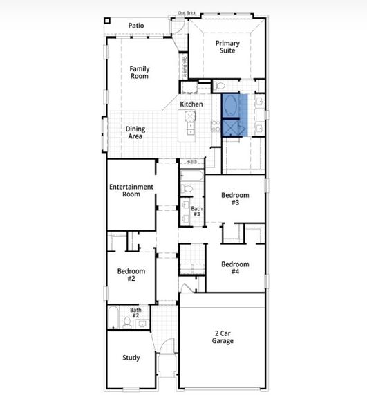 2D floor plan layout for the Escalade by Highland Homes in Midline, Webster, TX (Image 5).
