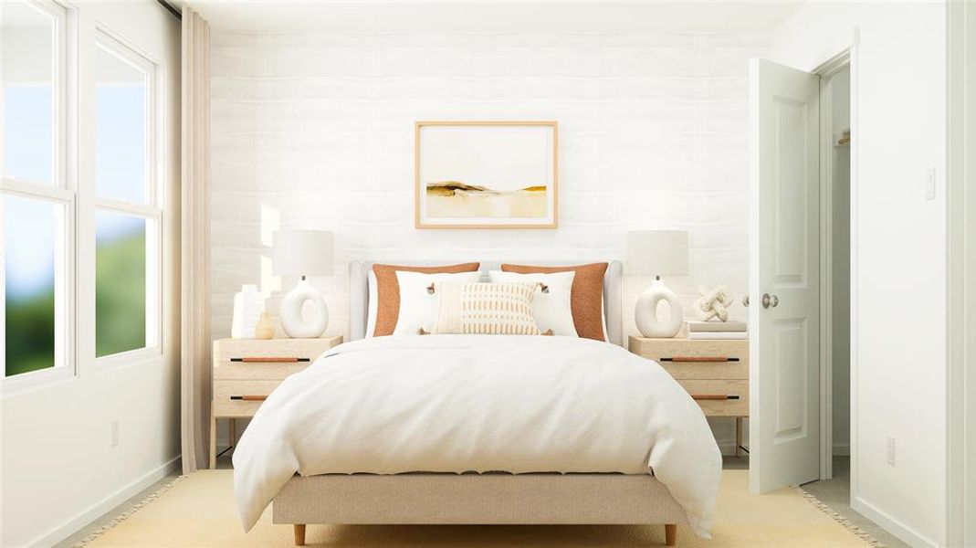 Bedroom with baseboards