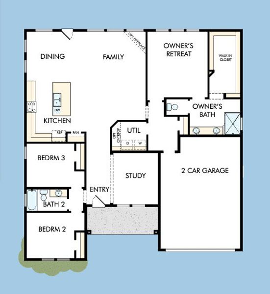 2D floor plan layout for the The Pendula by David Weekley Homes in Old Mill Preserve, Dallas, GA (Image 5).