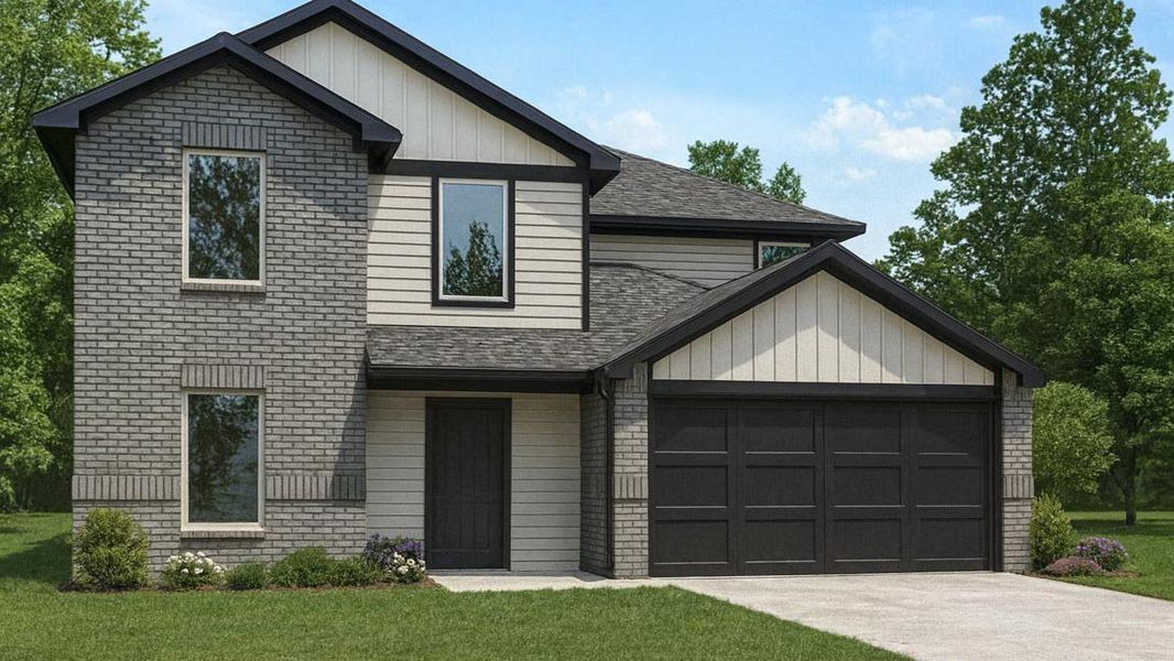 Front exterior of a new home in Lexington Heights, Willis, TX, highlighting curb appeal (Image 1). Front exterior of a new home in Lexington Heights, Willis, TX, highlighting curb appeal (Image 1).