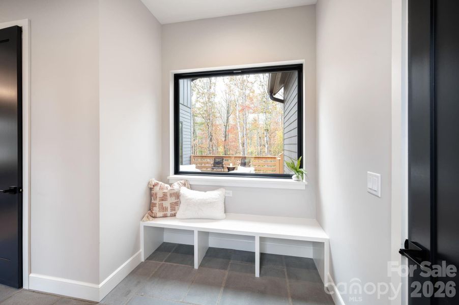 Mudroom Bench Area in Dogtrot