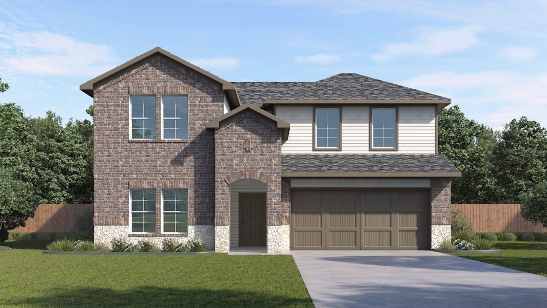 Representative exterior photo of a completed home built from the Ozark by D.R. Horton in Bel Air Village, Sherman, TX (Image 2). Representative exterior photo of a completed home built from the Ozark by D.R. Horton in Bel Air Village, Sherman, TX (Image 2).