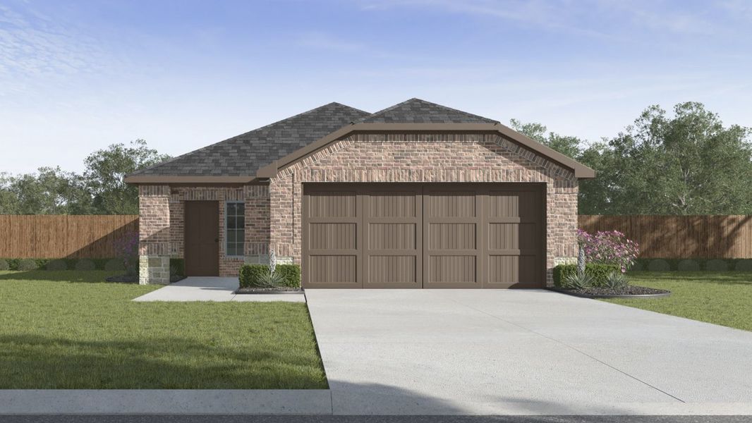 Front exterior of a new home in Winchester Crossing, Princeton, TX, highlighting curb appeal (Image 1). Front exterior of a new home in Winchester Crossing, Princeton, TX, highlighting curb appeal (Image 1).