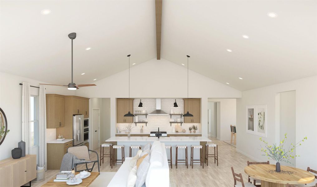 High vaulted ceilings throughout the living area (*Artist rendering used for illustration purposes only.)