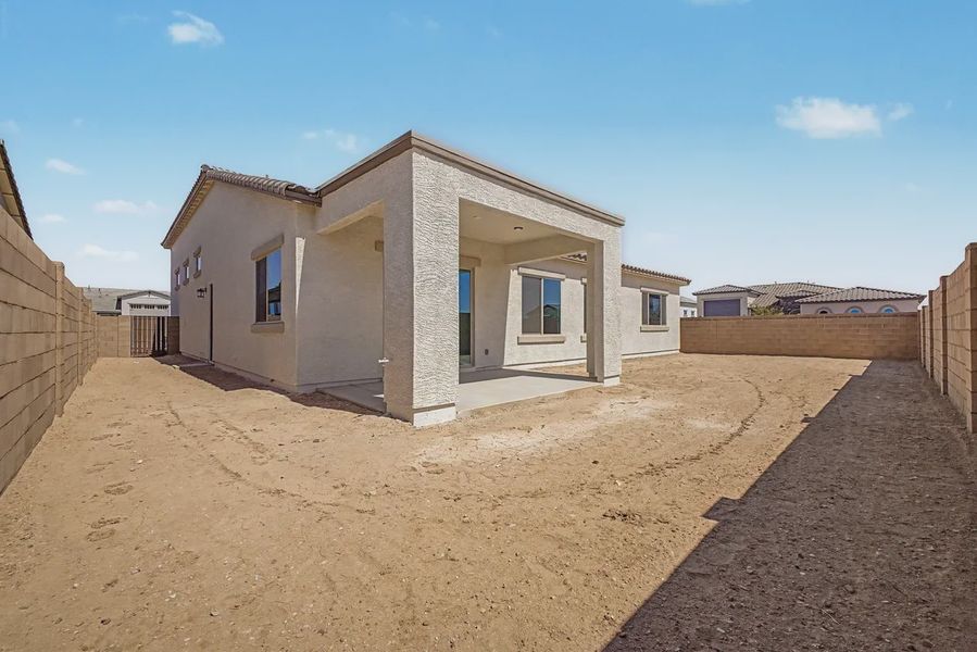 Exterior details and patio area of a home in Valencia at Granite Vista, Waddell (Image 23).