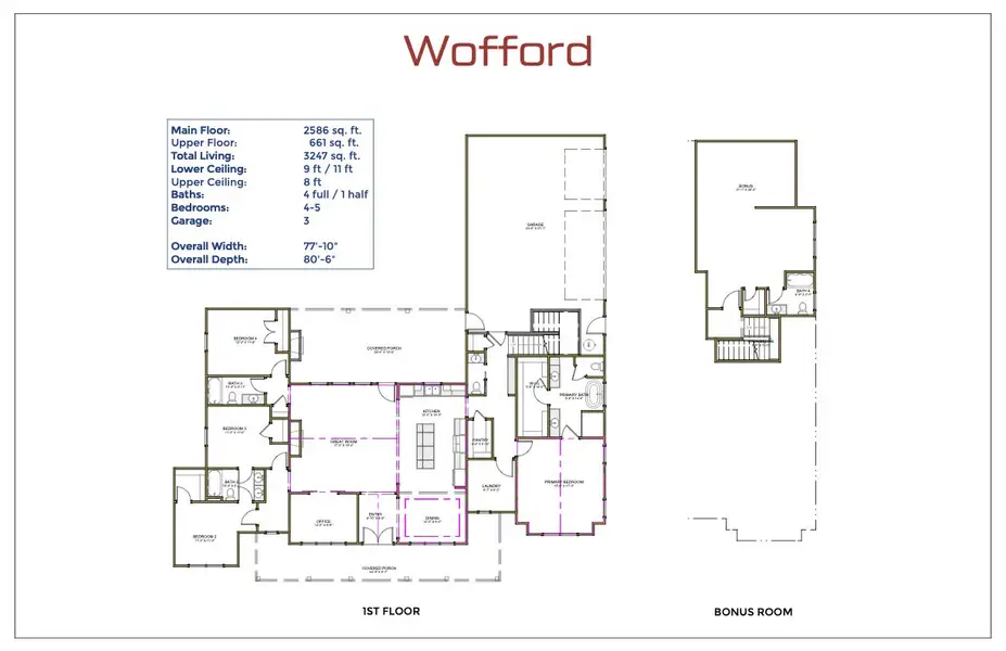 2D floor plan layout for the Wofford by Rockwood Homes in Wofford Estates, Clarksville, TN (Image 3).