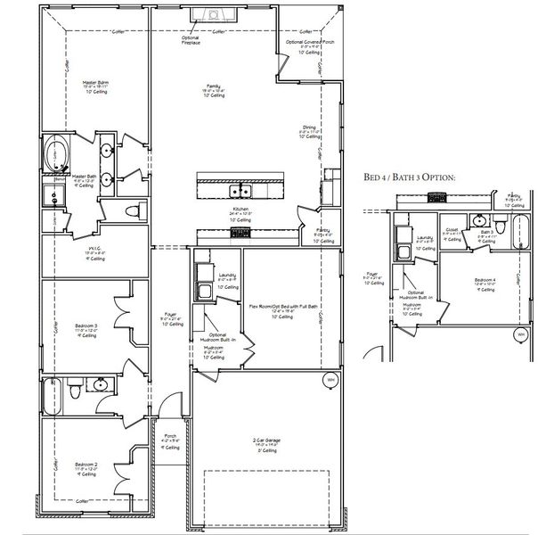 2D floor plan layout for the The Sage by Avonley Homes in Pinemont, Bryan, TX (Image 2). 2D floor plan layout for the The Sage by Avonley Homes in Pinemont, Bryan, TX (Image 2).