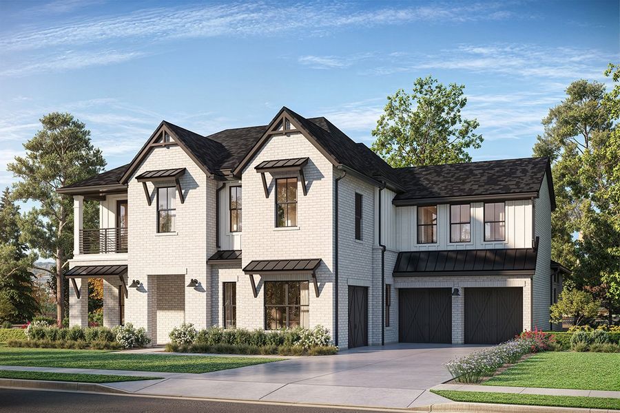 Representative exterior photo of a completed home built from the Glenwood by Landon Homes in Fields - Brookside North, Frisco, TX (Image 6). Representative exterior photo of a completed home built from the Glenwood by Landon Homes in Fields - Brookside North, Frisco, TX (Image 6).