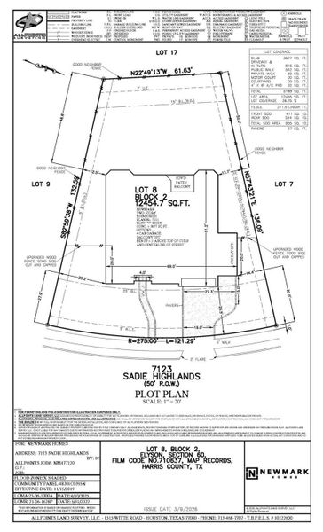 The total size of the lot is 12,454 sqft.