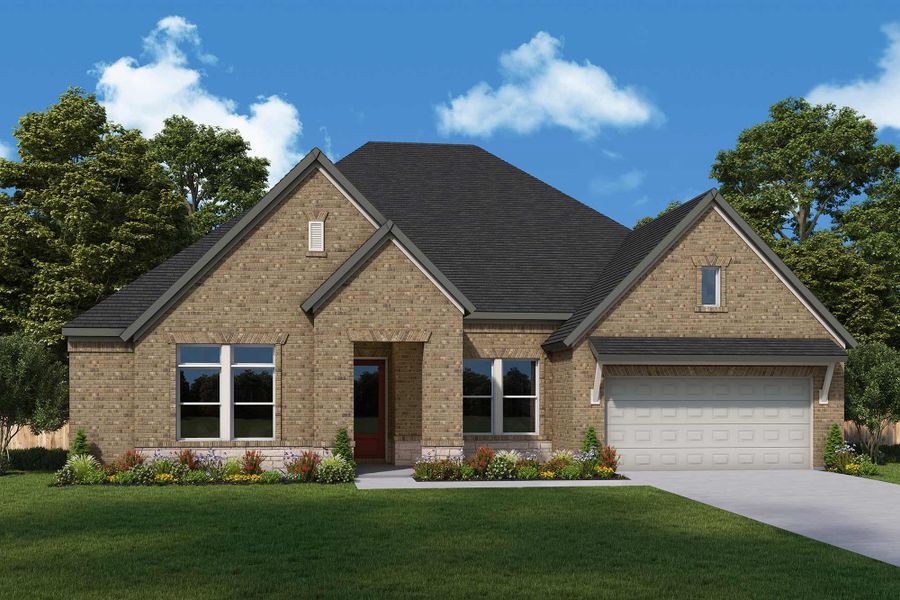 Representative exterior photo of a completed home built from the The Clover by David Weekley Homes in Dunham Pointe 65' Homesites, Cypress, TX (Image 2). Representative exterior photo of a completed home built from the The Clover by David Weekley Homes in Dunham Pointe 65' Homesites, Cypress, TX (Image 2).