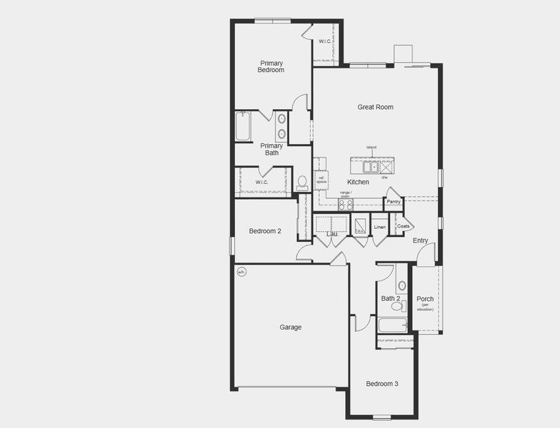 2D floor plan layout for the Plan 1584 by KB Home in The Shores II, St. Cloud, FL (Image 3).