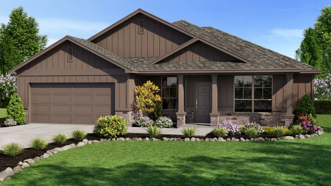 Representative exterior photo of a completed home built from the Ashli by D.R. Horton in Homestead at Parks Bell Ranch, Odessa, TX (Image 16).