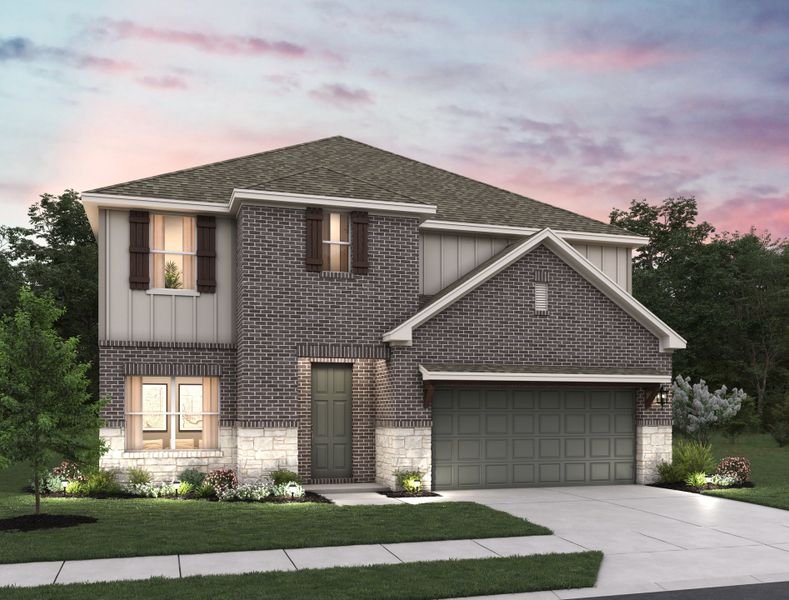 Representative exterior photo of a completed home built from the Gage by Ashton Woods in Saddlebrook Ranch, Schertz, TX (Image 24).
