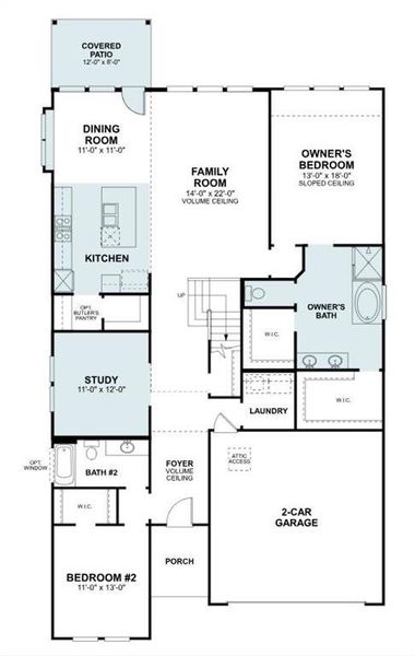 2D floor plan layout of this home in Lily Creek at Sutton Fields, Aubrey, TX (Image 2).