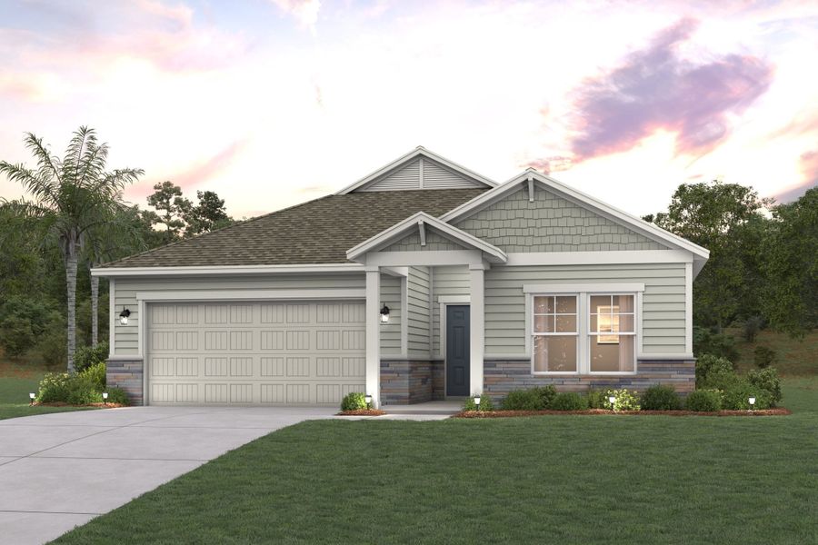 Front exterior of a new home in Reserve East, Flagler Beach, FL, highlighting curb appeal (Image 1). Front exterior of a new home in Reserve East, Flagler Beach, FL, highlighting curb appeal (Image 1).