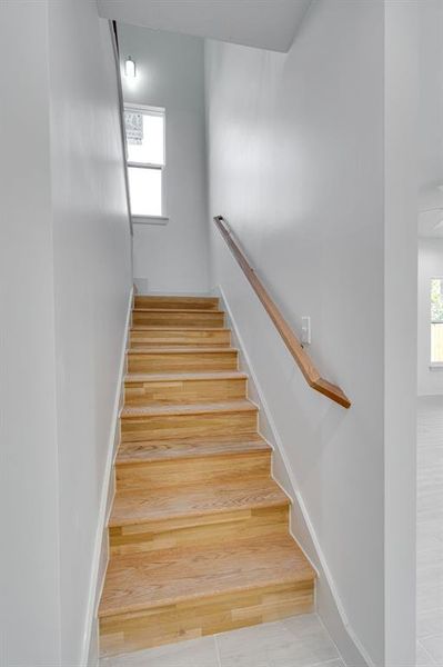 Stairs with wood-type flooring