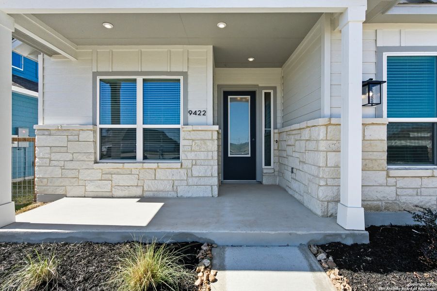 Exterior details and patio area of a home in The Crossvine – Garden Homes, Schertz (Image 16).