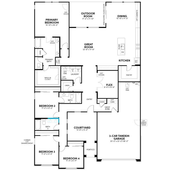 2D floor plan layout for the Solstice by Brookfield Residential in Mariposa at Blossom Rock, Apache Junction, AZ (Image 29).