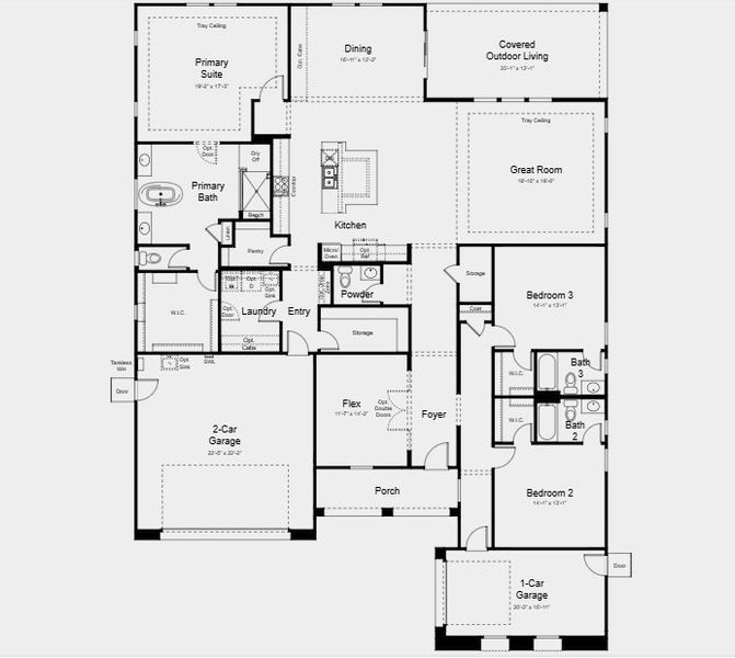 2D floor plan layout for the Belmont by Taylor Morrison in Verdin Summit Collection, Phoenix, AZ (Image 3).